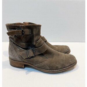 Paul Green Boots Womens Sz 5 Taupe Suede Leather Ankle Side Zip Booties US 7.5